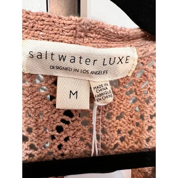 NWT Saltwater Luxe Azalea Sweater Cardigan Ruffle Trim Brown Womens Medium - Picture 4 of 9